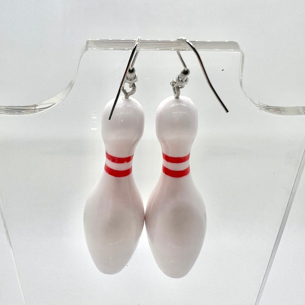 Giant Bowling Pin Earrings - Bowling Earrings - Statement Earrings - Oversized - Picture 4 of 7